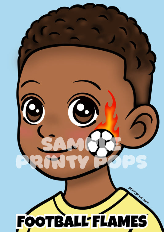 Football Flames - Printed Face Painting Menu Card