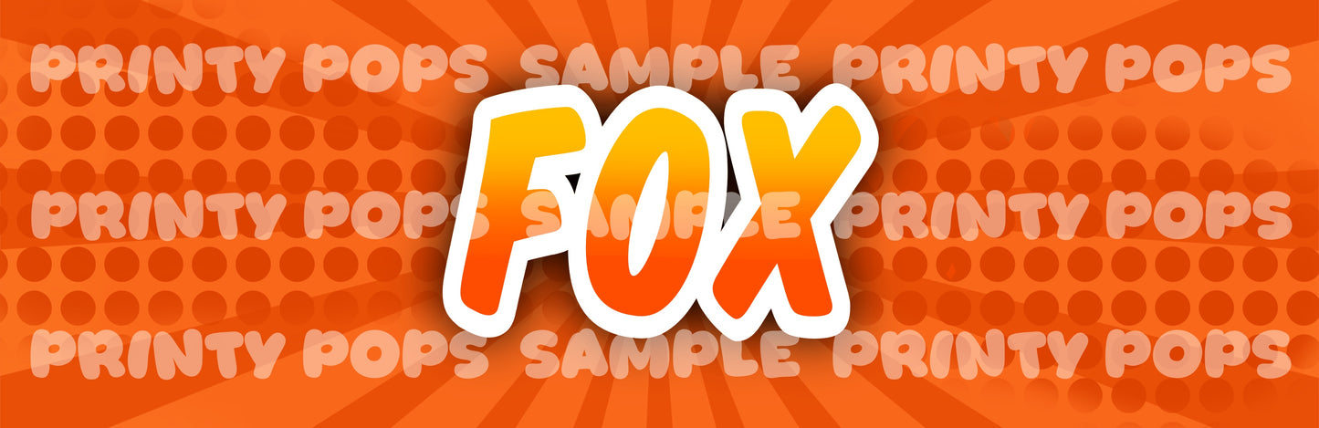 Fox - DIGITAL Word Face Painting Menu Card