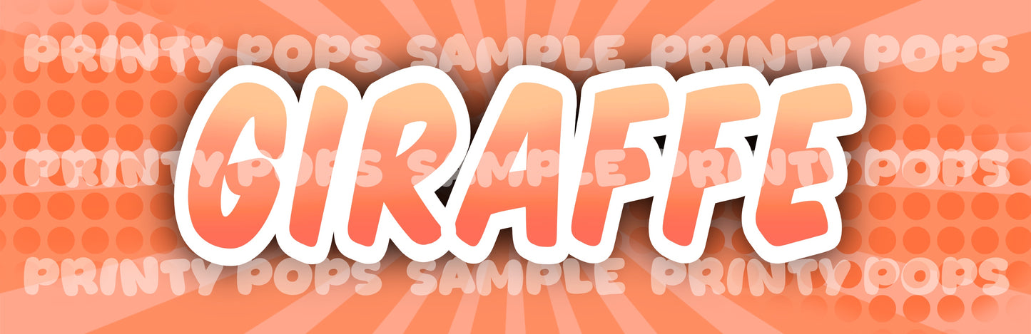 Giraffe - DIGITAL Word Face Painting Menu Card