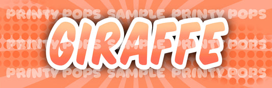 Giraffe - DIGITAL Word Face Painting Menu Card