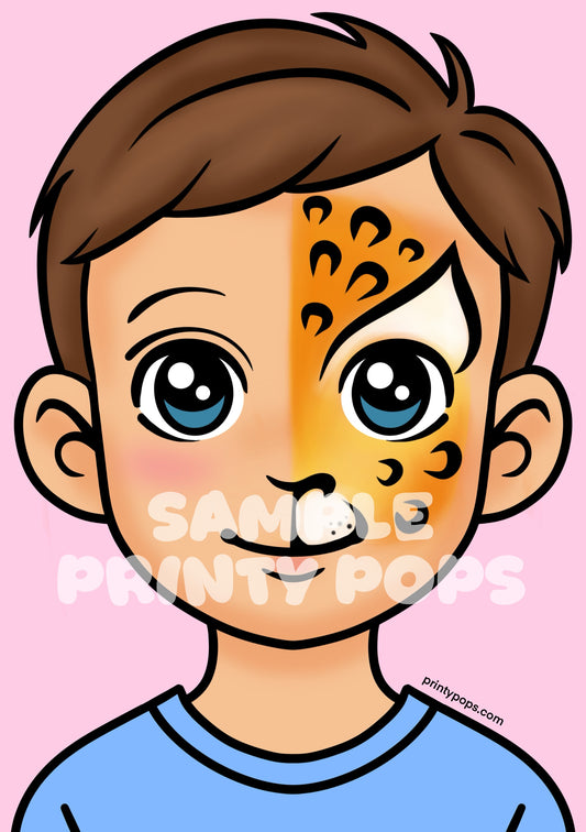Half Leopard - Printed Face Painting Menu Card