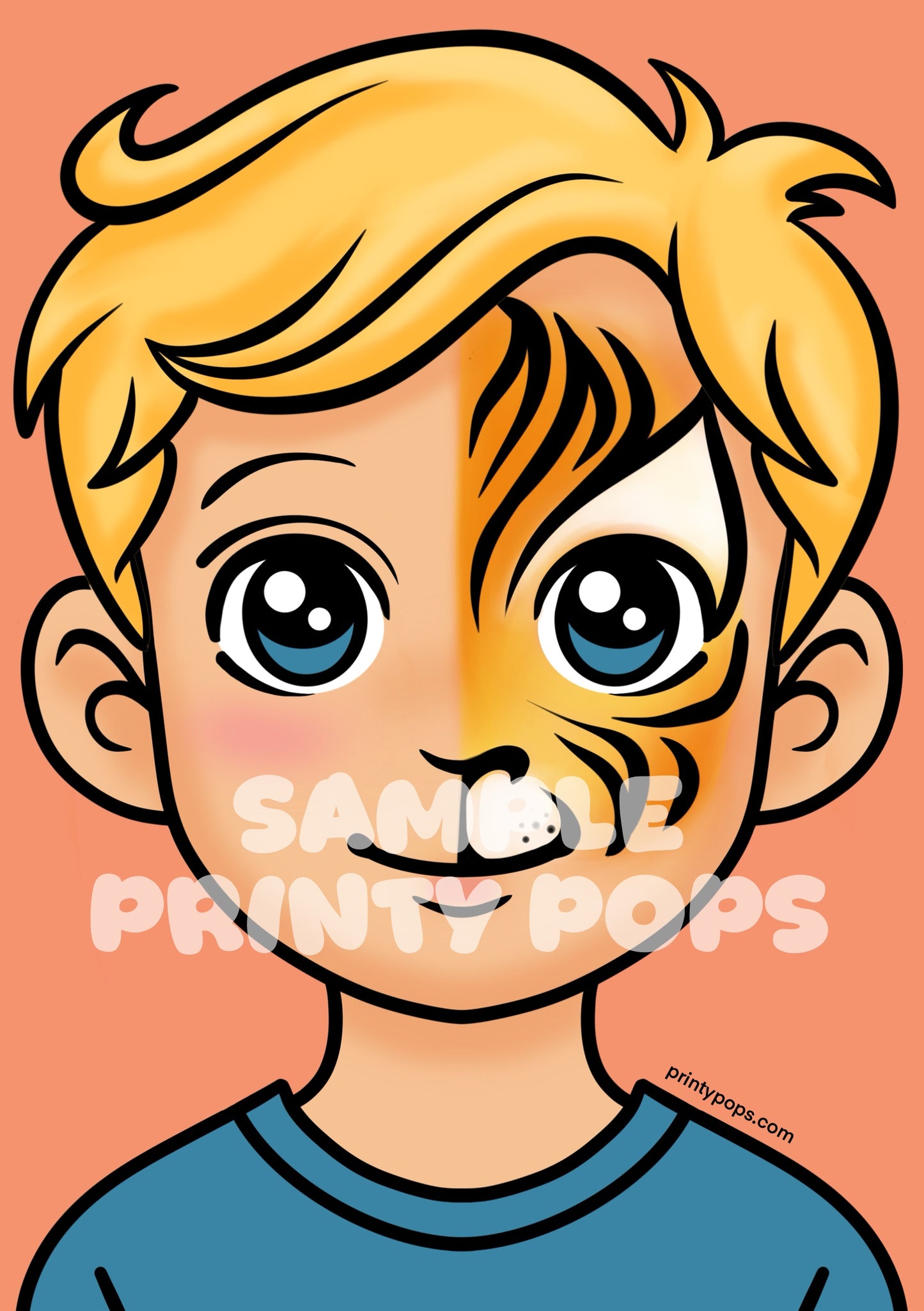 Half Tiger - Printed Face Painting Menu Card