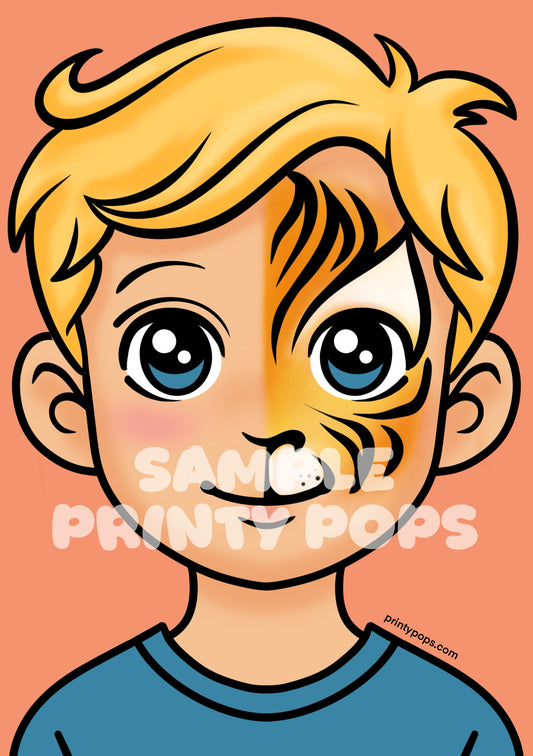 Half Tiger - Printed Face Painting Menu Card