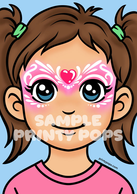 Heart Princess - Printed Face Painting Menu Card