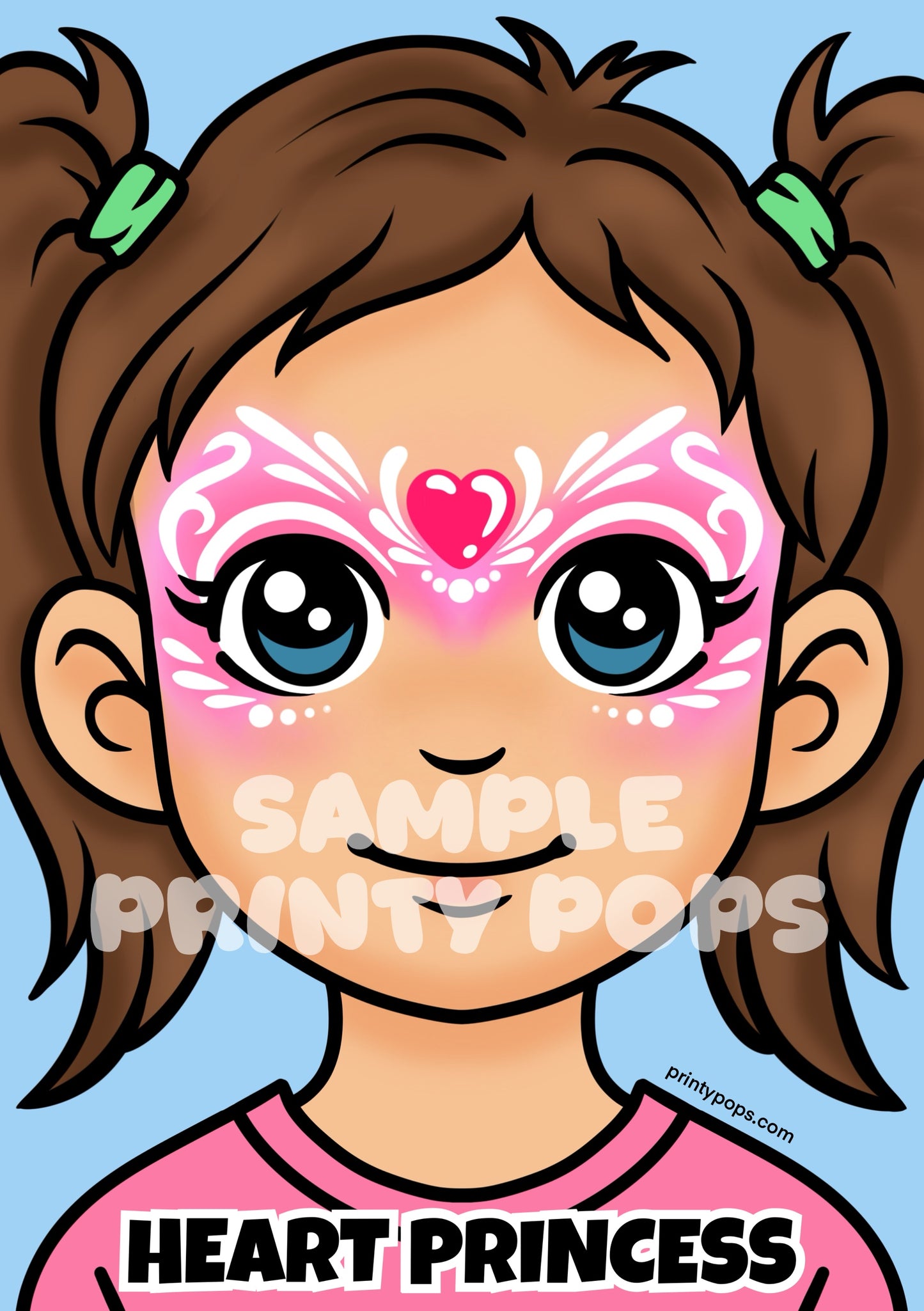 Heart Princess - Printed Face Painting Menu Card