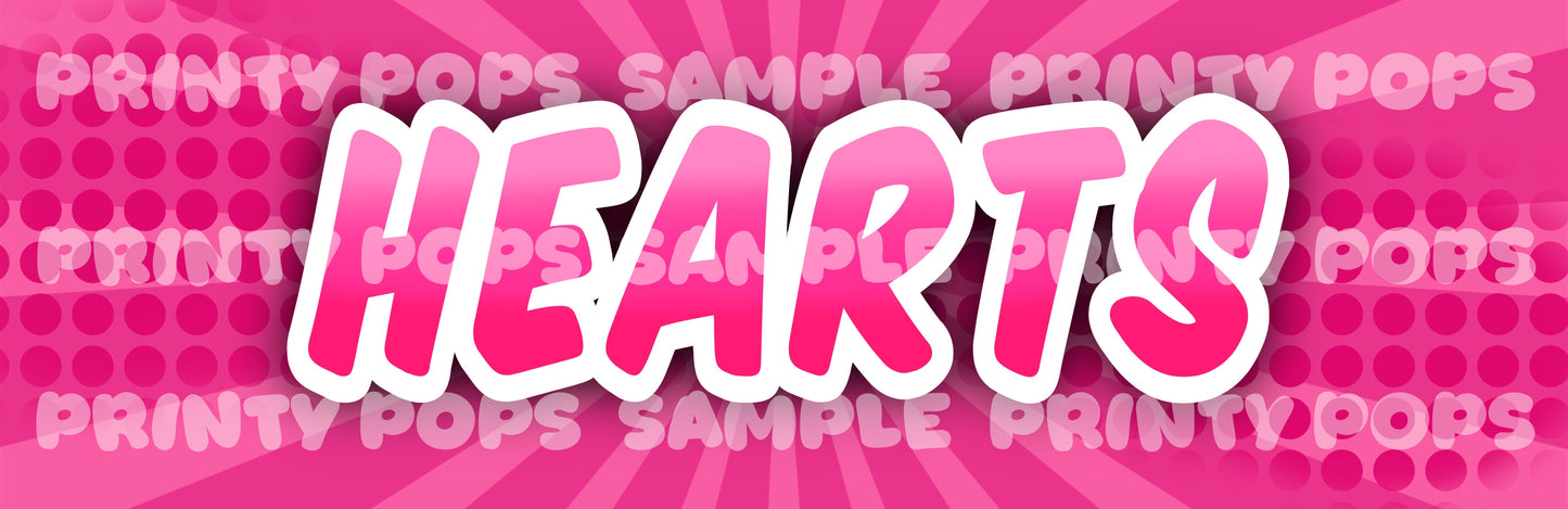 Hearts - Printed Word Face Painting Menu Card