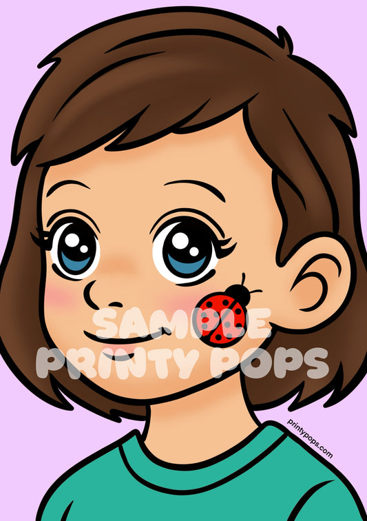 Ladybird - Printed Face Painting Menu Card