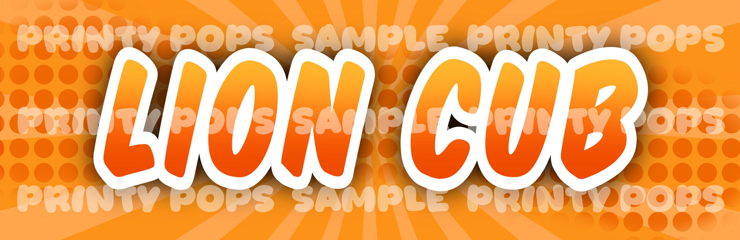 Lion Cub - Printed Word Face Painting Menu Card