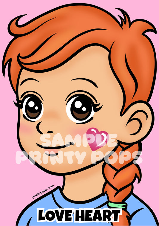 Love Heart - Printed Face Painting Menu Card