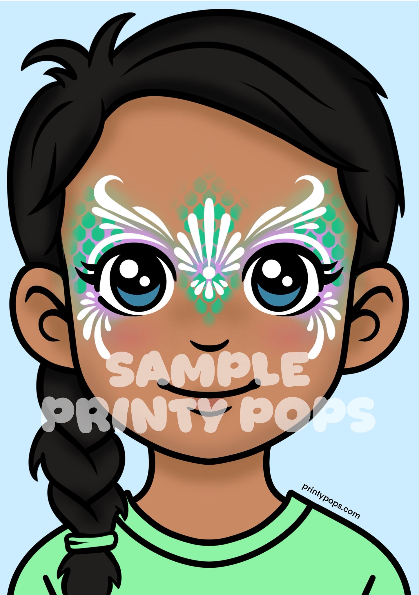Mermaid - Printed Face Painting Menu Card