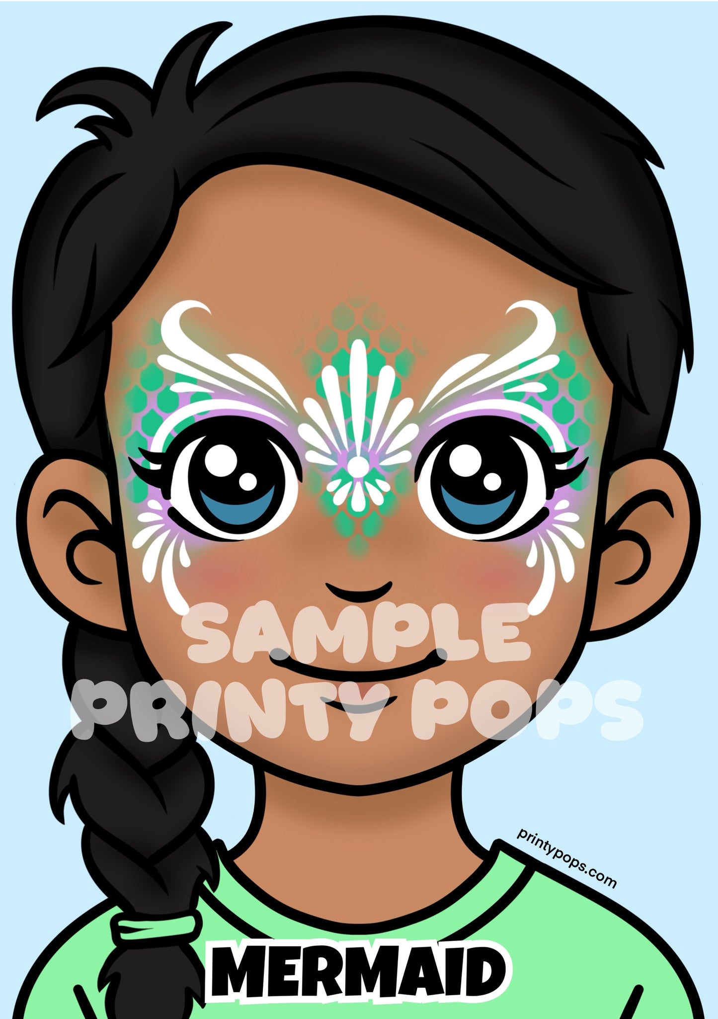 Mermaid - Printed Face Painting Menu Card