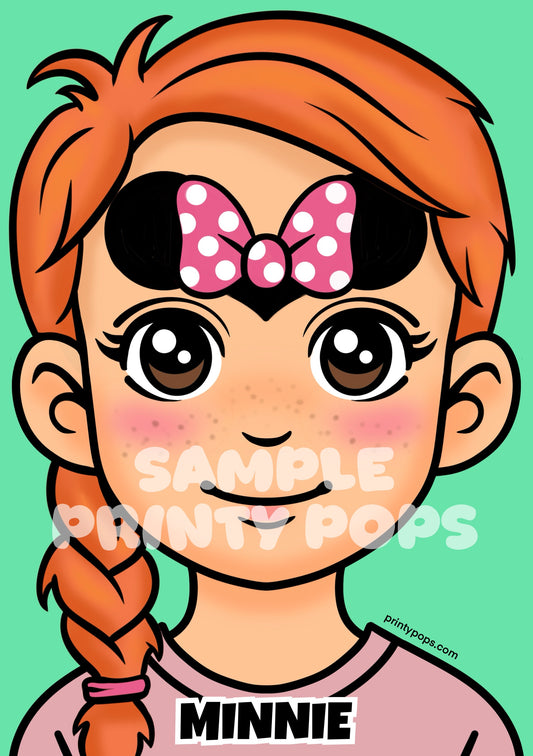 Minnie - Printed Face Painting Menu Card