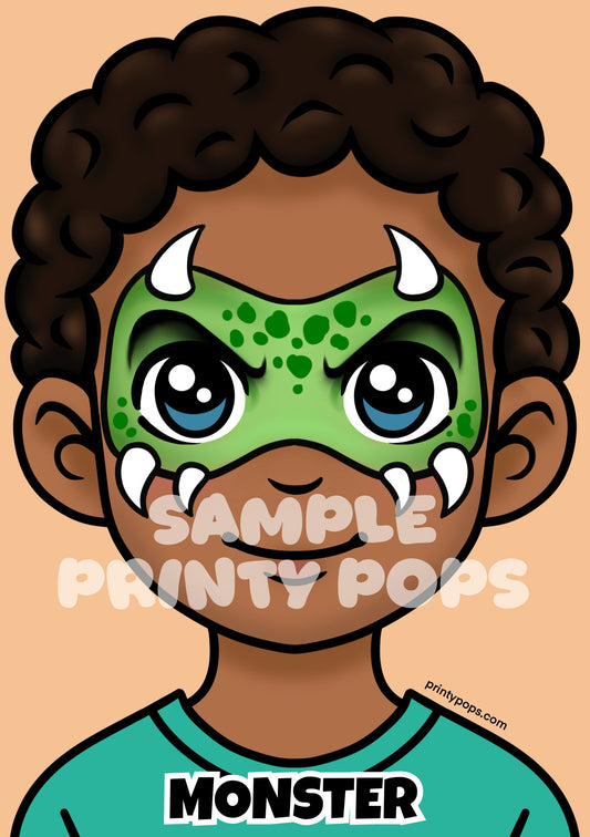 Monster - Printed Face Painting Menu Card