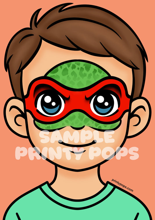Ninja Turtle - Printed Face Painting Menu Card
