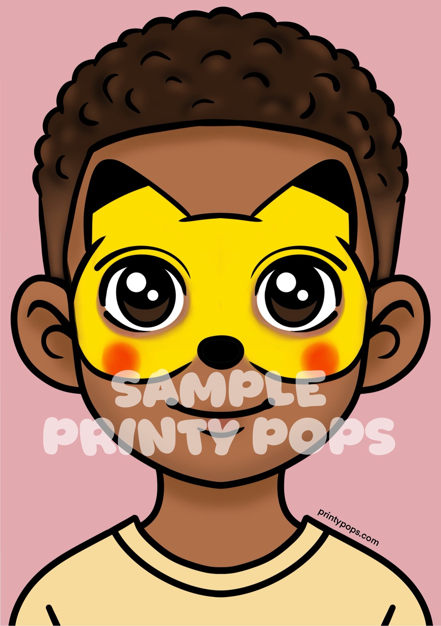 Pikachu - Printed Face Painting Menu Card