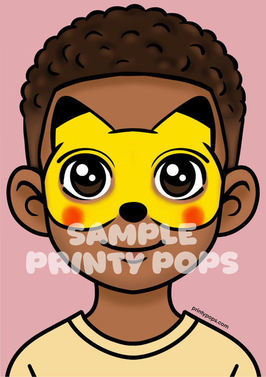 Pikachu - Printed Face Painting Menu Card