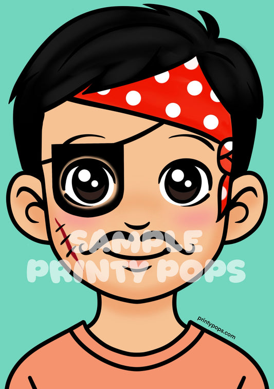 Pirate - Printed Face Painting Menu Card