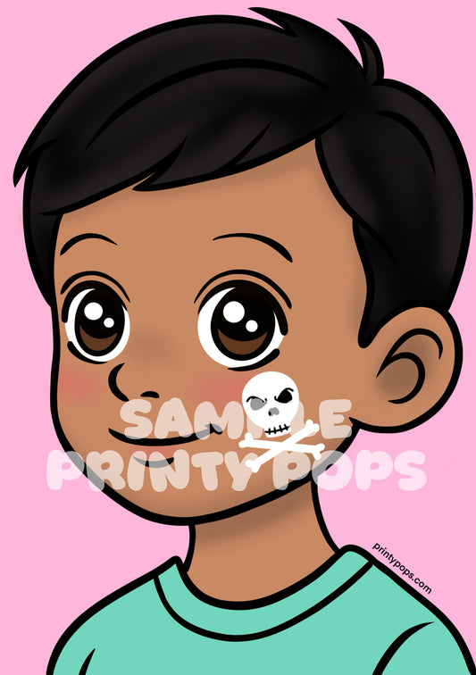 Pirate Skull - Printed Face Painting Menu Card