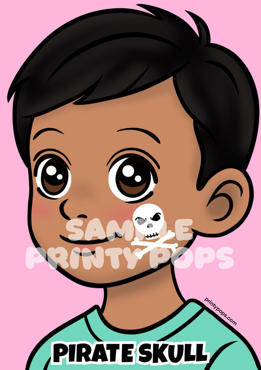 Pirate Skull - Printed Face Painting Menu Card