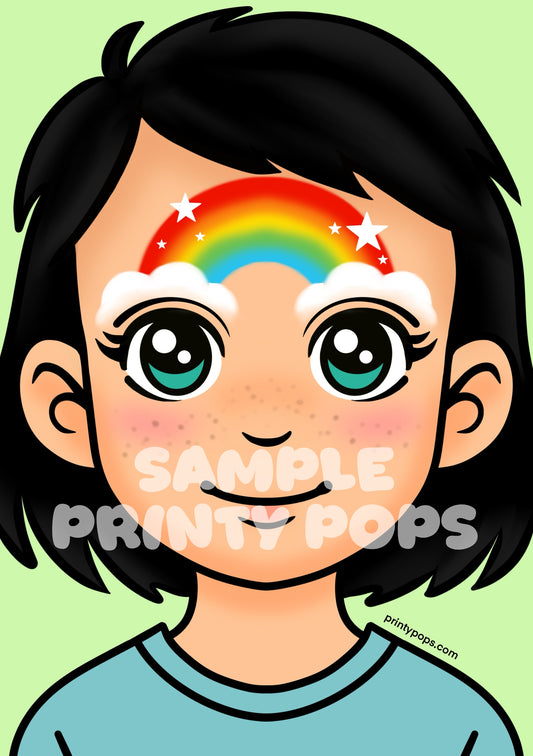 Rainbow - Printed Face Painting Menu Card