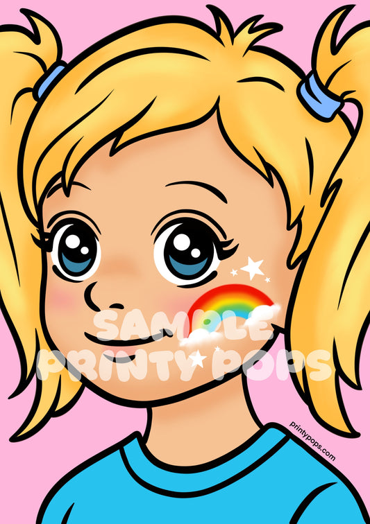 Rainbow Mini - Printed Face Painting Menu Card