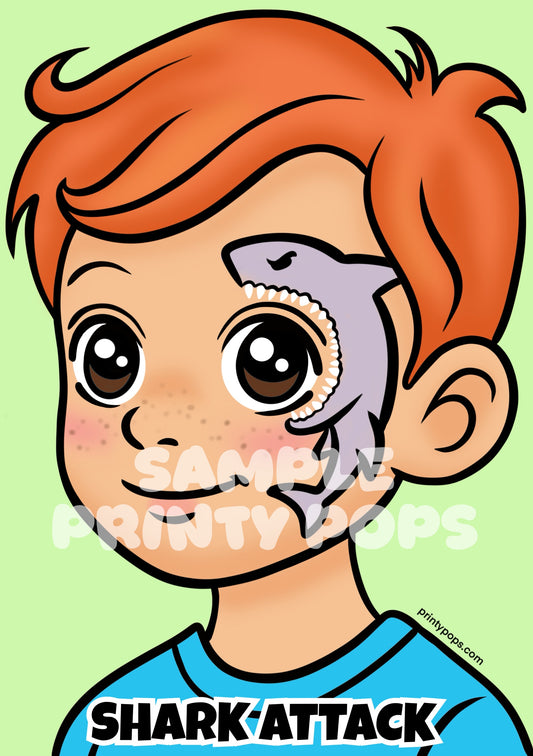 Shark Attack - Printed Face Painting Menu Card