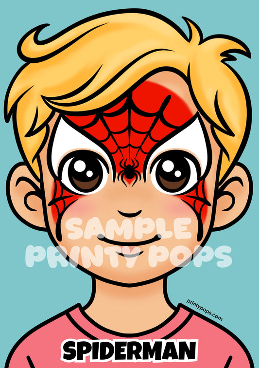 Spiderman - Printed Face Painting Menu Card