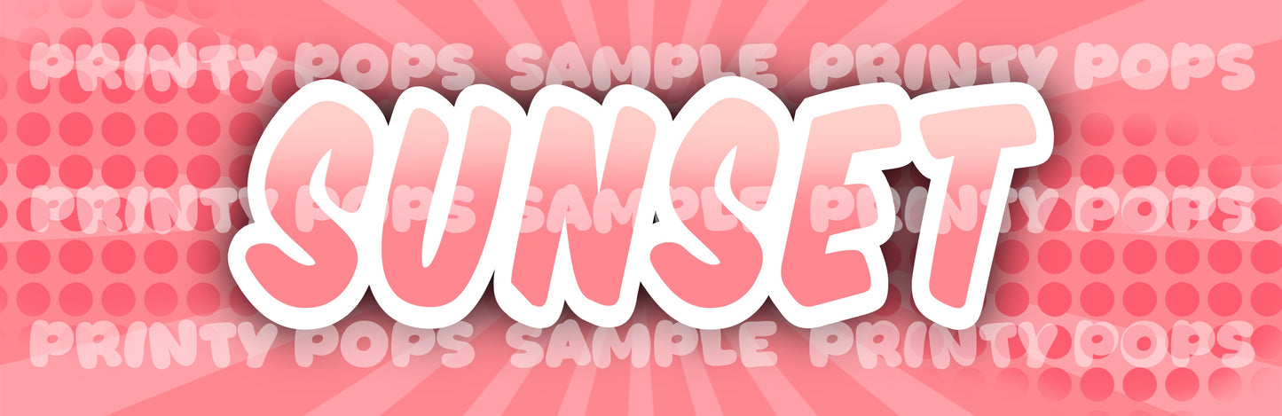Sunset - Printed Word Face Painting Menu Card