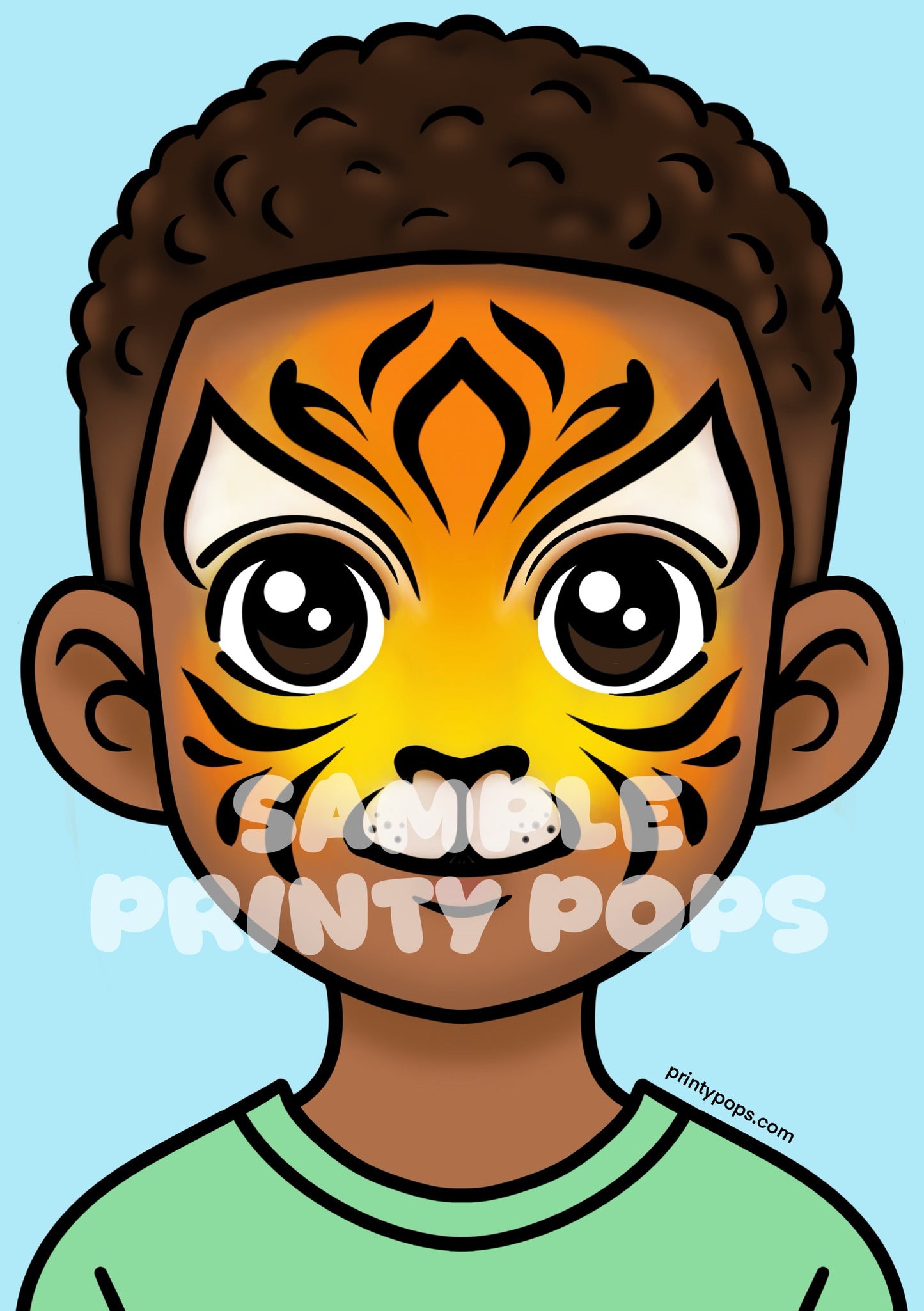 Tiger - Printed Face Painting Menu Card