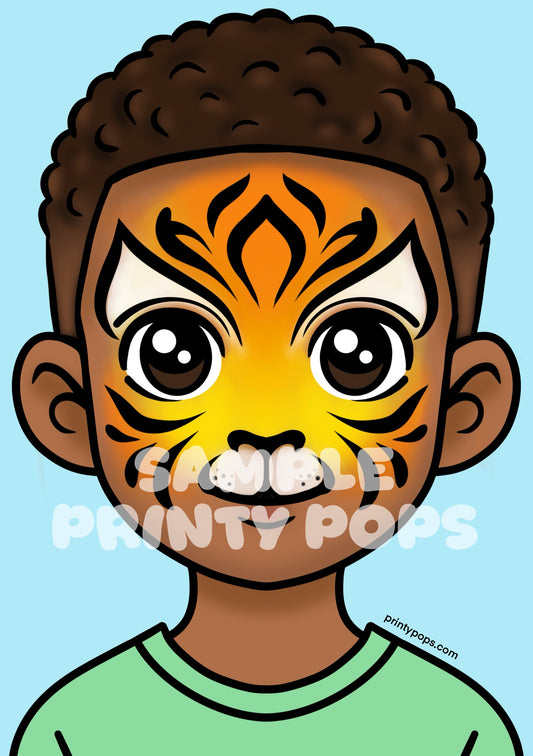 Tiger - Printed Face Painting Menu Card