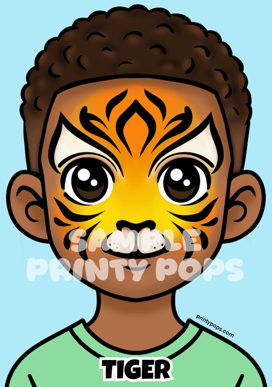 Tiger - Printed Face Painting Menu Card