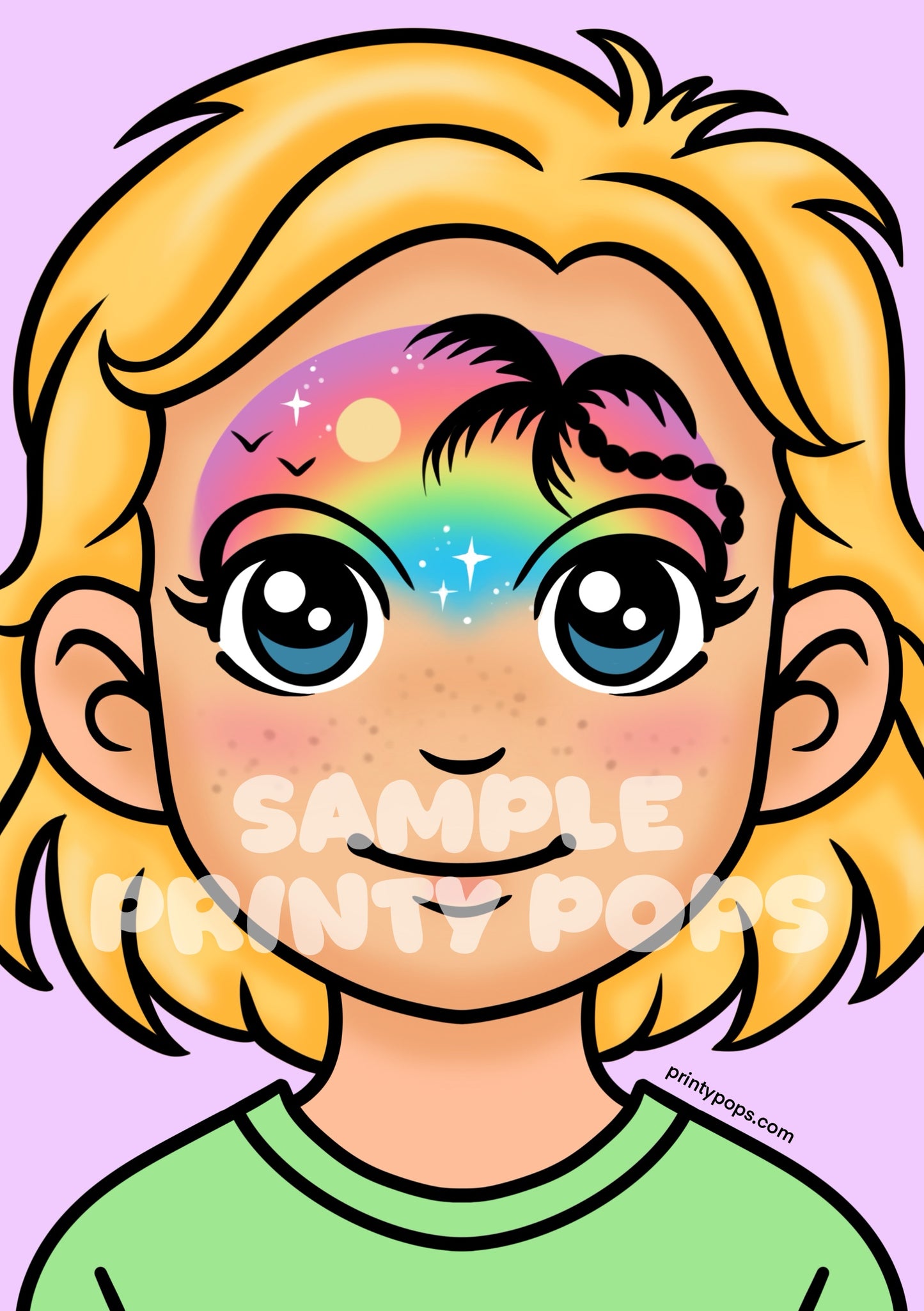 Tropical Sunset - Printed Face Painting Menu Card