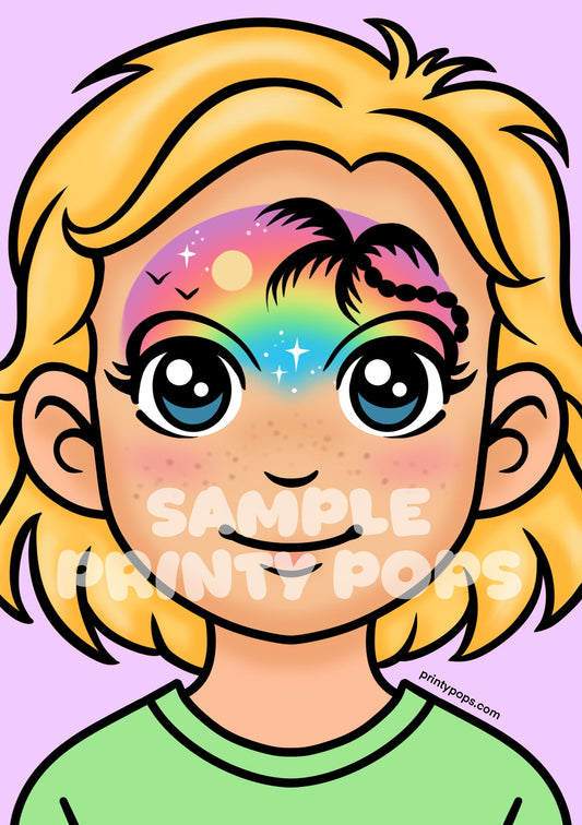 Tropical Sunset - Printed Face Painting Menu Card