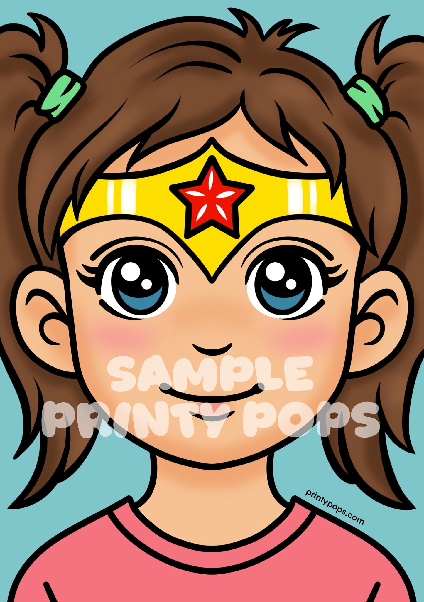 Wonder Woman - Printed Face Painting Menu Card