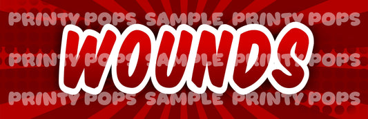 Wounds - Printed Word Face Painting Menu Card