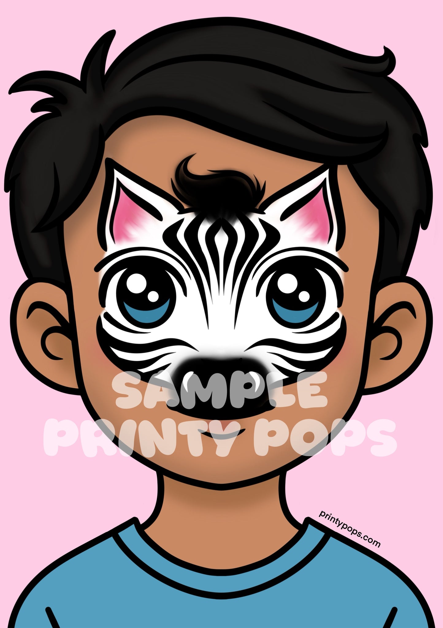 Zebra - Printed Face Painting Menu Card