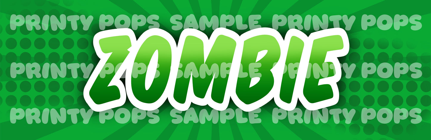 Zombie - DIGITAL Word Face Painting Menu Card