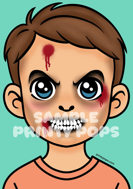 Zombie - Printed Face Painting Menu Card